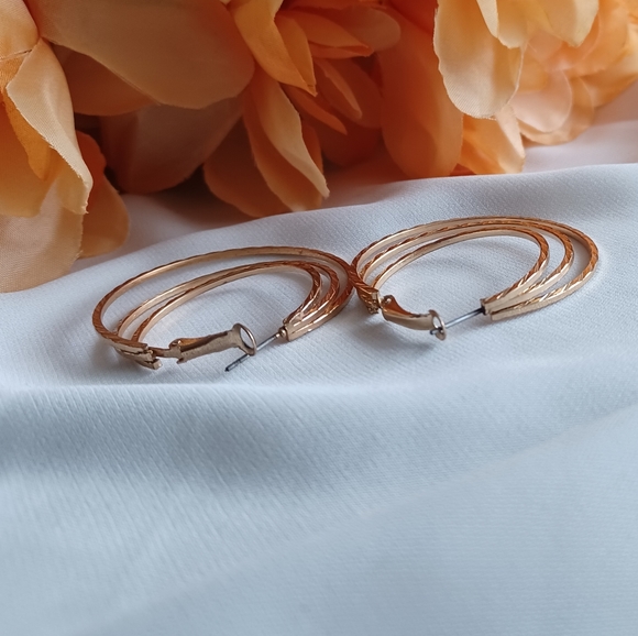 Golden Spiral Hoop Earrings - Picture 12 of 15